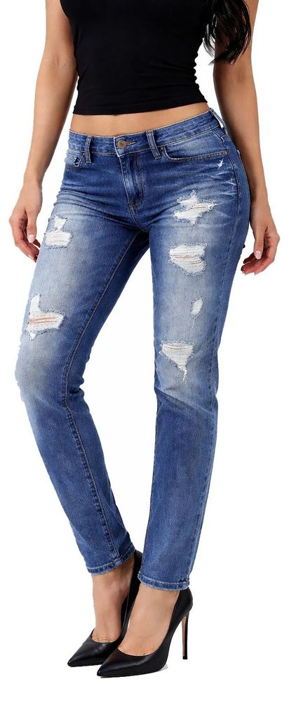 Diesel Rizzo 0848I Destroyed Damen Jeans Hose Slim Straight