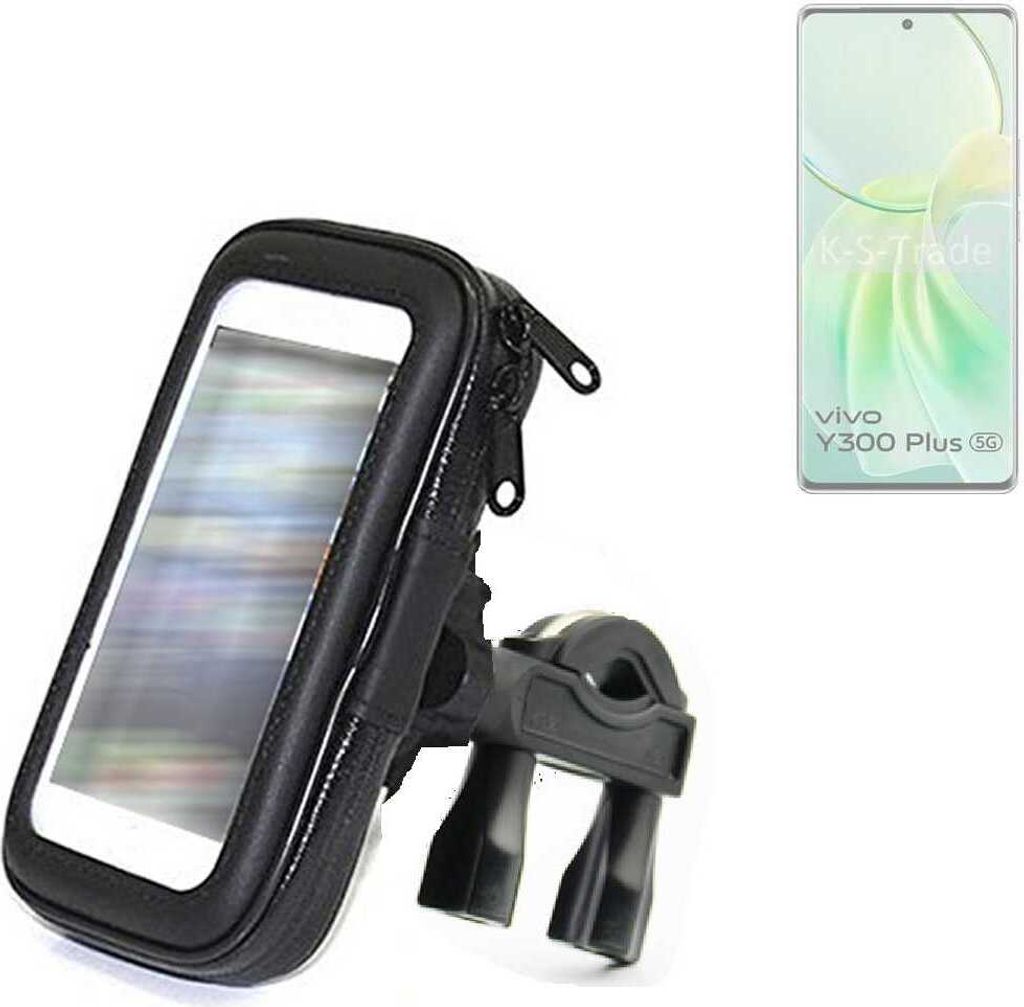 K-S-Trade Fahrrad-Halterung kompatibel mit Vivo Y300 Plus 5G Handy-Halterung Halter Lenkstange Fahrradhalterung Motorrad Bike Mount Wasserabweisend