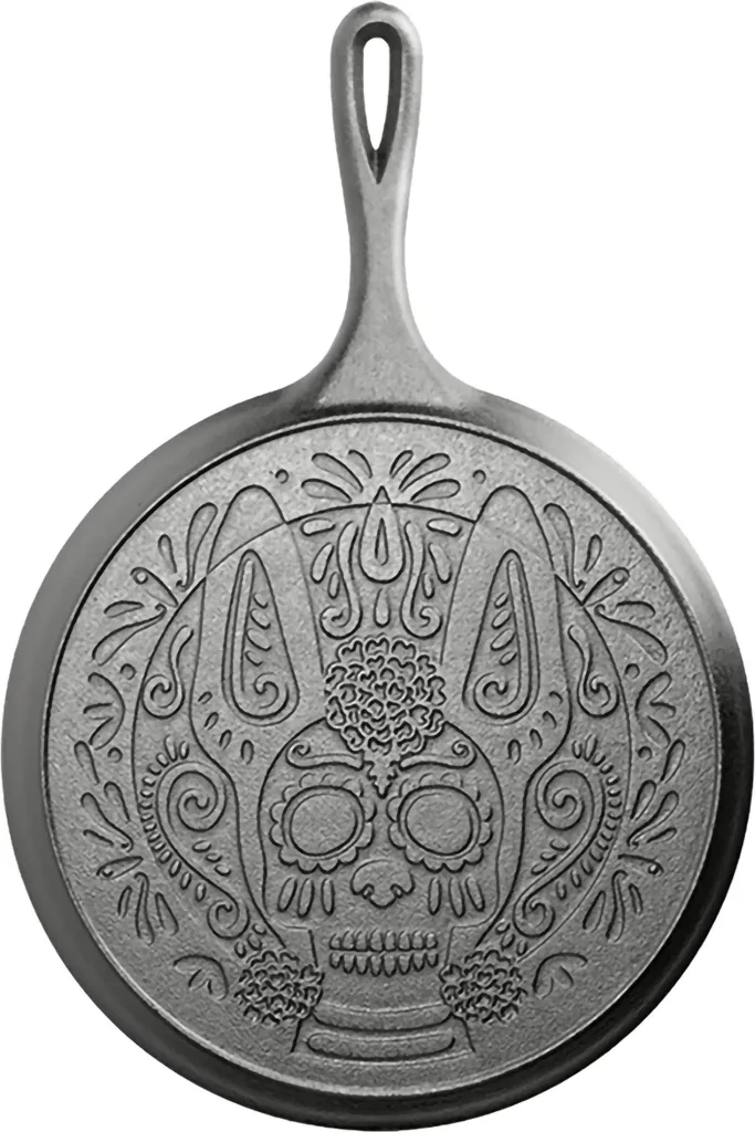 Poêle Fonte Lodge 26,67 cm Antiadhésive Naturelle Motif Xolo Sugar Skull