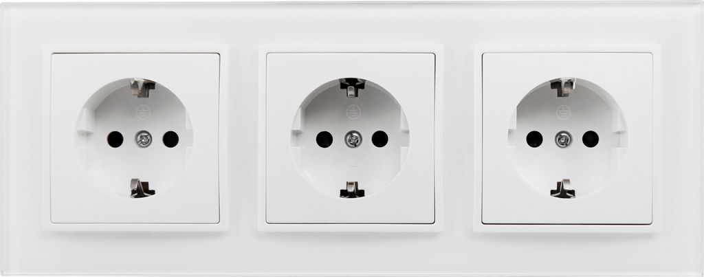 Steckdosen Set McPower Flair "Beginner 3S-Style", weiß, Glasrahmen