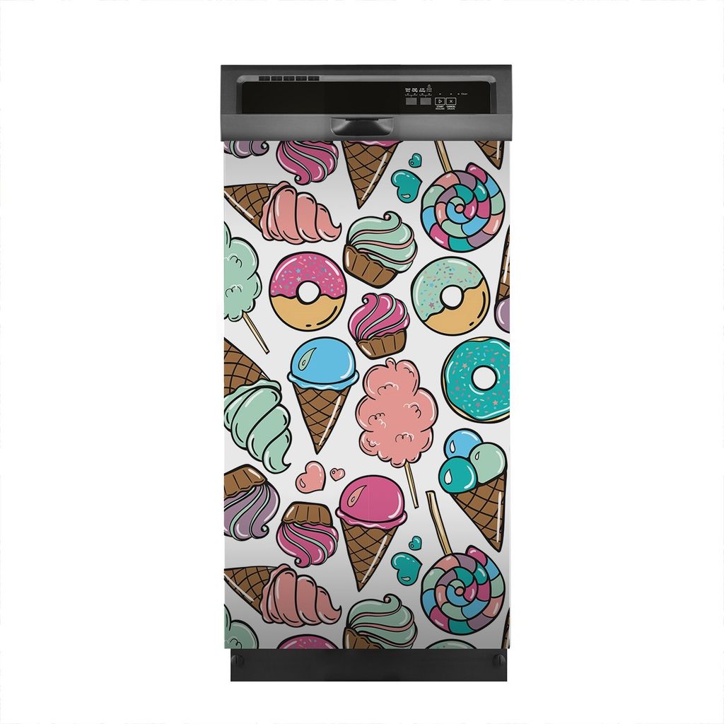 Aufkleber sticker 45x80 cm Dekorative folie Spülmaschine - süße Eis und Krapfen