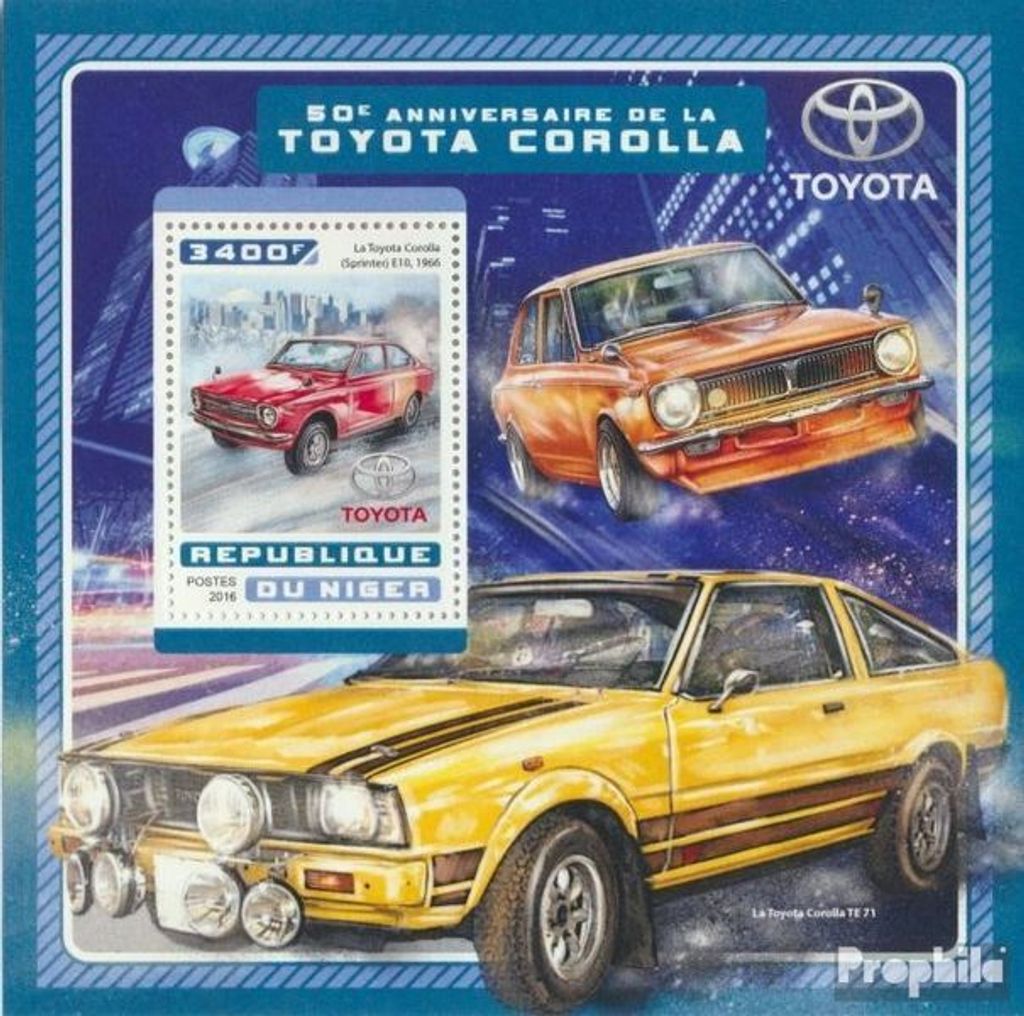 Briefmarken Niger 2016 Mi Block 639 (kompl. Ausg.) postfrisch Toyota Corolla
