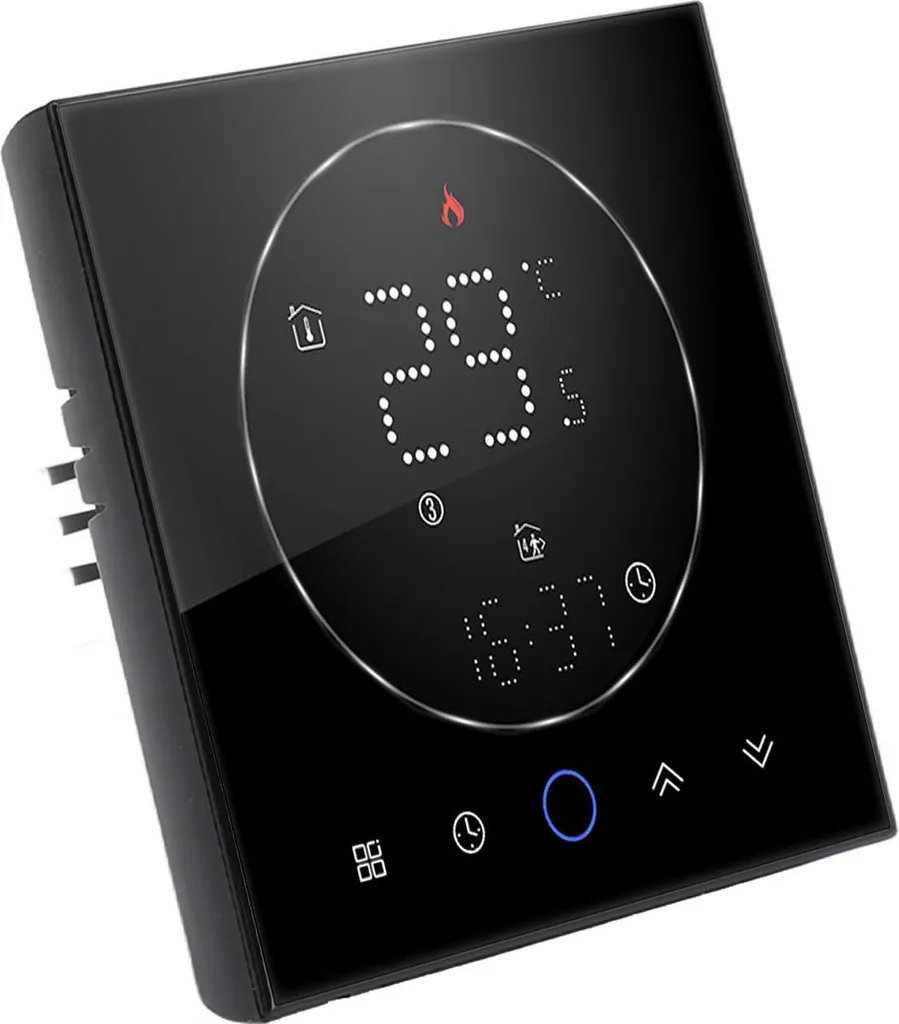 Thermostat intelligent programmable précis avec écran carré noir chic