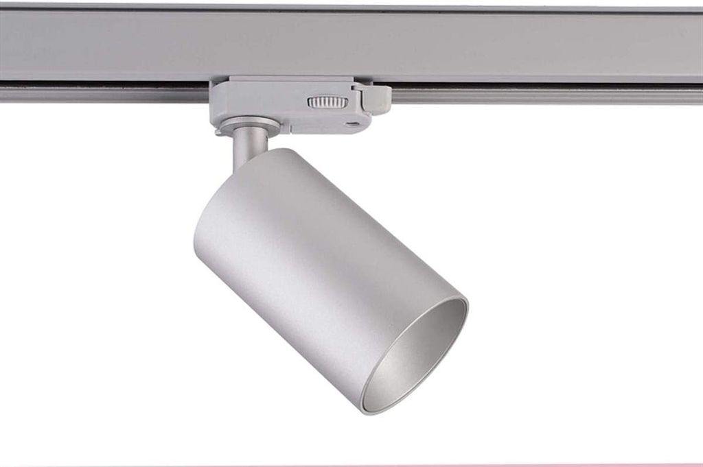 3-Phasen-Schienenstrahler CAN, 220-240V AC/50-60Hz, GU10 LED max. 7.5W, dreh- und schwenkbar, Silber