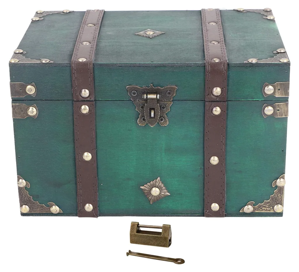 Organiseur de bijoux en bois décoratif émeraude et coffret antique XL