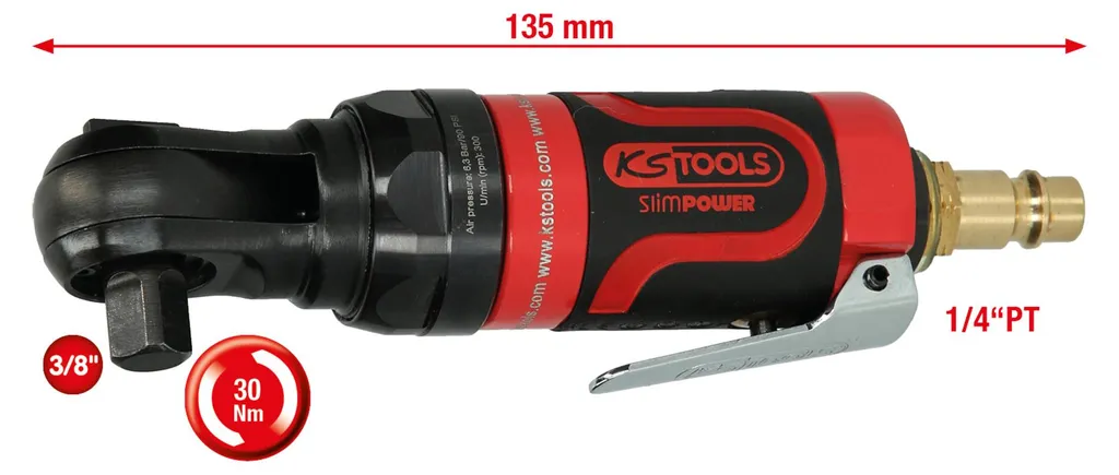 Vissez partout avec le mini-cliquet pneumatique 3/8 KS TOOLS SlimPOWER