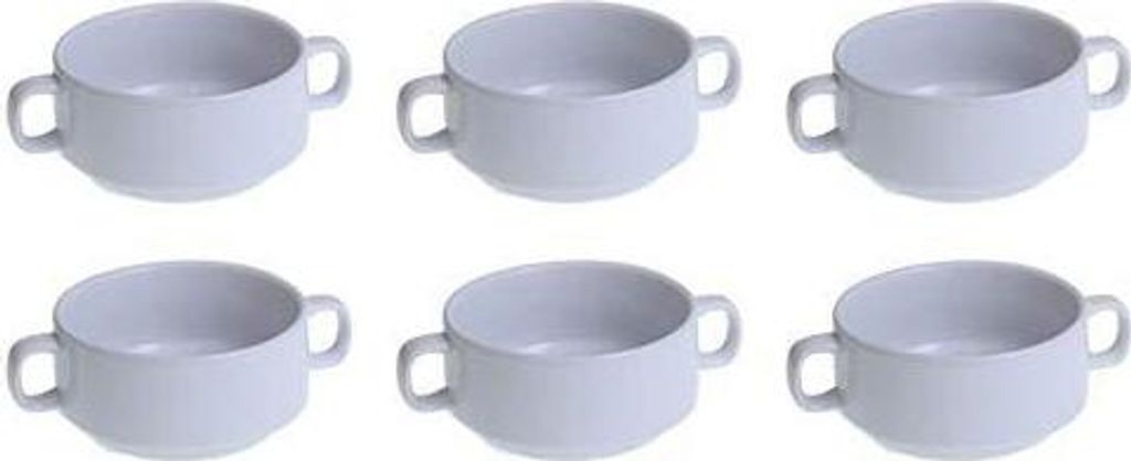 Porzellan - Suppentasse 6er Pack m. Henkelgriffen