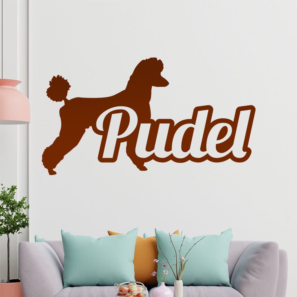 hauptsachebeklebt KIWISTAR Pudel mit Name Schrift Silhouette Wandtattoo in 6 Größen - Wandaufkleber Wall Sticker - Dekoration, Küche, Wohnzimmer...