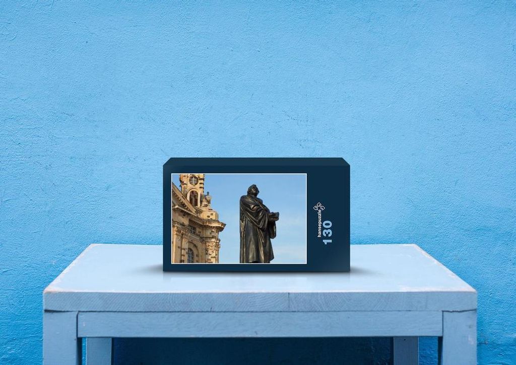 hansepuzzle 58490 - Martin Luther Denkmal Puzzle, 130 Teile, Religion, 28,7 x 20,0cm mit hochwertiger Aufbewahrung, Kartonbox & Beutel