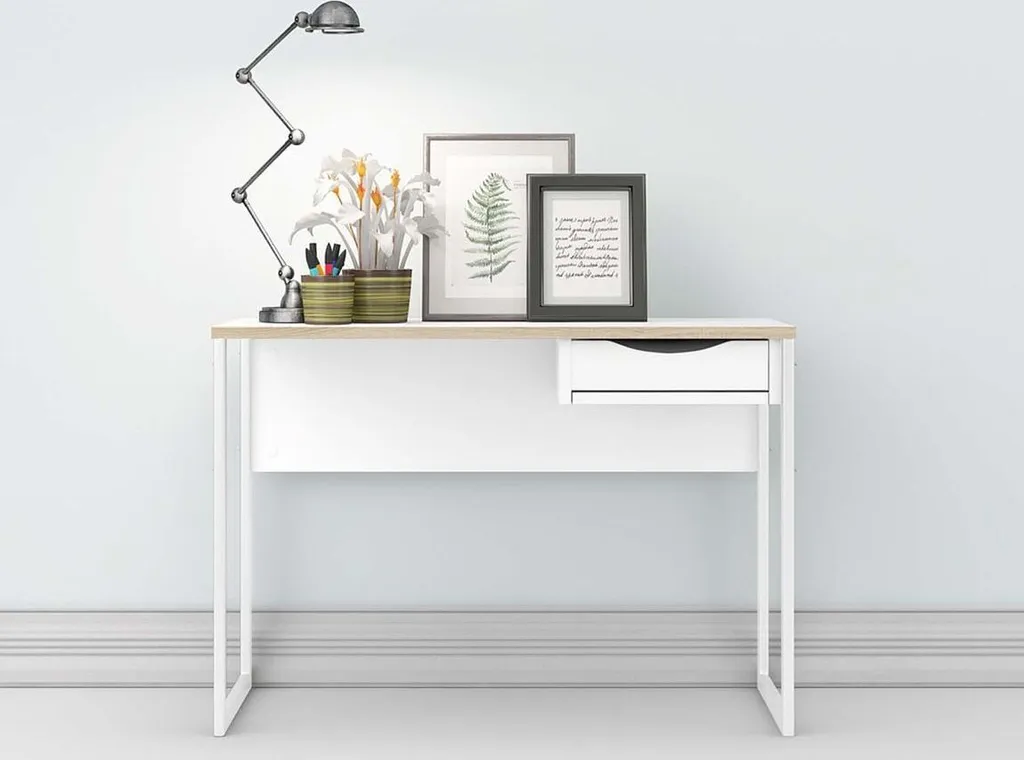 Bureau stable Function Plus blanc mat et chêne facile à assembler - 11