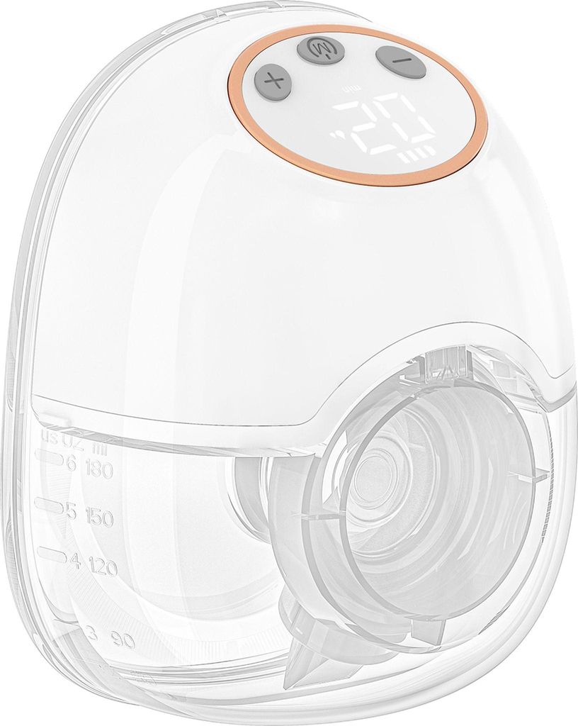 Tragbare freihändige elektrische Milchpumpe zum Stillen, mit 4 Modi, 12 Saugstufen, geräuscharmem Design und 180-ml-Milchsammler