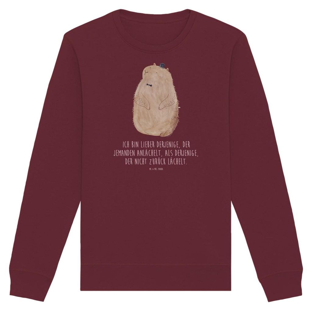 Mr. & Mrs. Panda Bio Pullover Murmeltier Größe S - Burgundy - Geschenk, Baumwoll, Sweater, Pulli, Sweatshirt, Respekt, Freundlichkeit, Anstand, L...