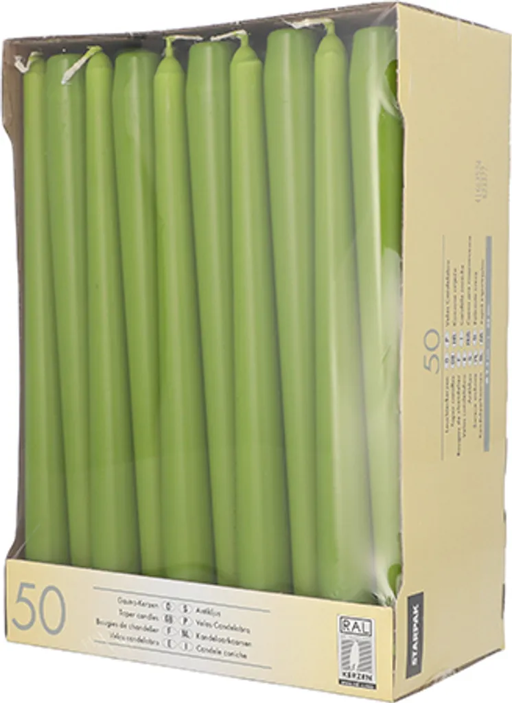 Bougies Longues Vert Olive Décoratives Boîte de 50 STARPAK - 7