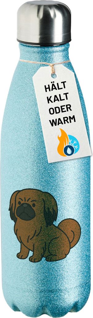 Huuraa Trinkflasche Pekingese Comic Peki 500ml Blue Edelstahl Wasserflasche Trinkflasche Geschenkidee