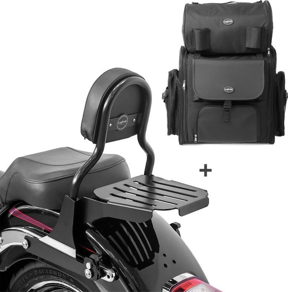 Sissybar CL + Hecktasche für Chopper / Custombikes 07-17 Gepäckträger