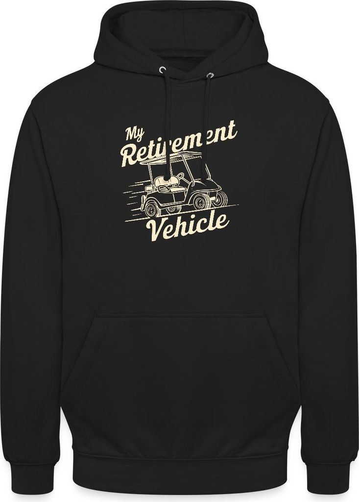 Spreadshirt My Retirement Vehicle Lustiges Golfcart Motiv Uni Hoodie, M, Schwarz