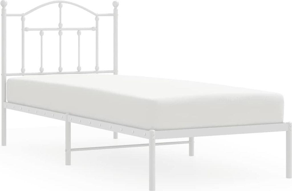 vidaXL Bettgestell mit Kopfteil Metall Weiß 90x190 cm