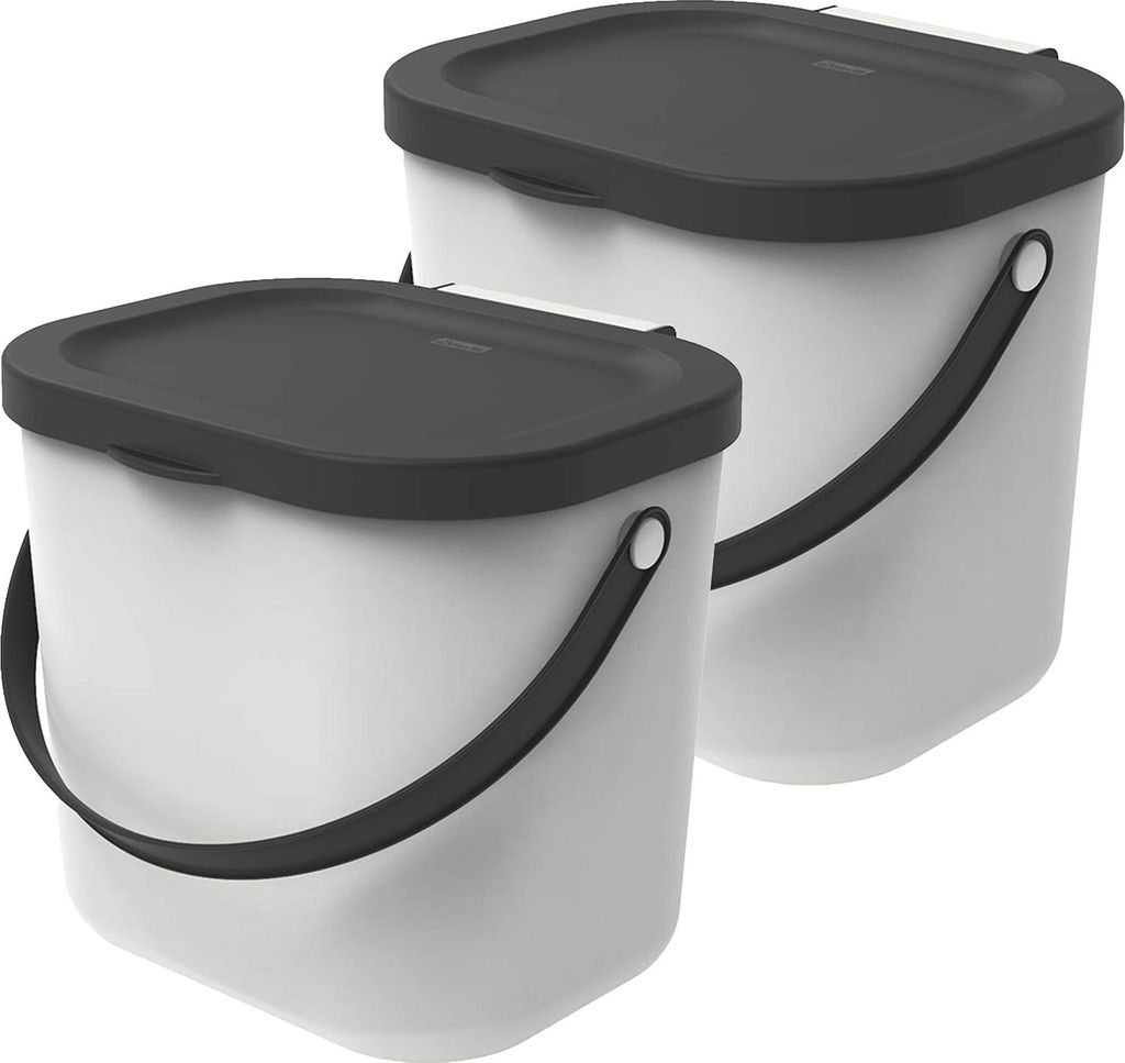 Rotho 2er-Set Mülltrennsystem 6L Albula - BiomMülleimer 23,5 x 20,0 x 20,8 cm - Mülleimer mit Deckel - Abfalleimer aus Kunststoff - Müllbehält...