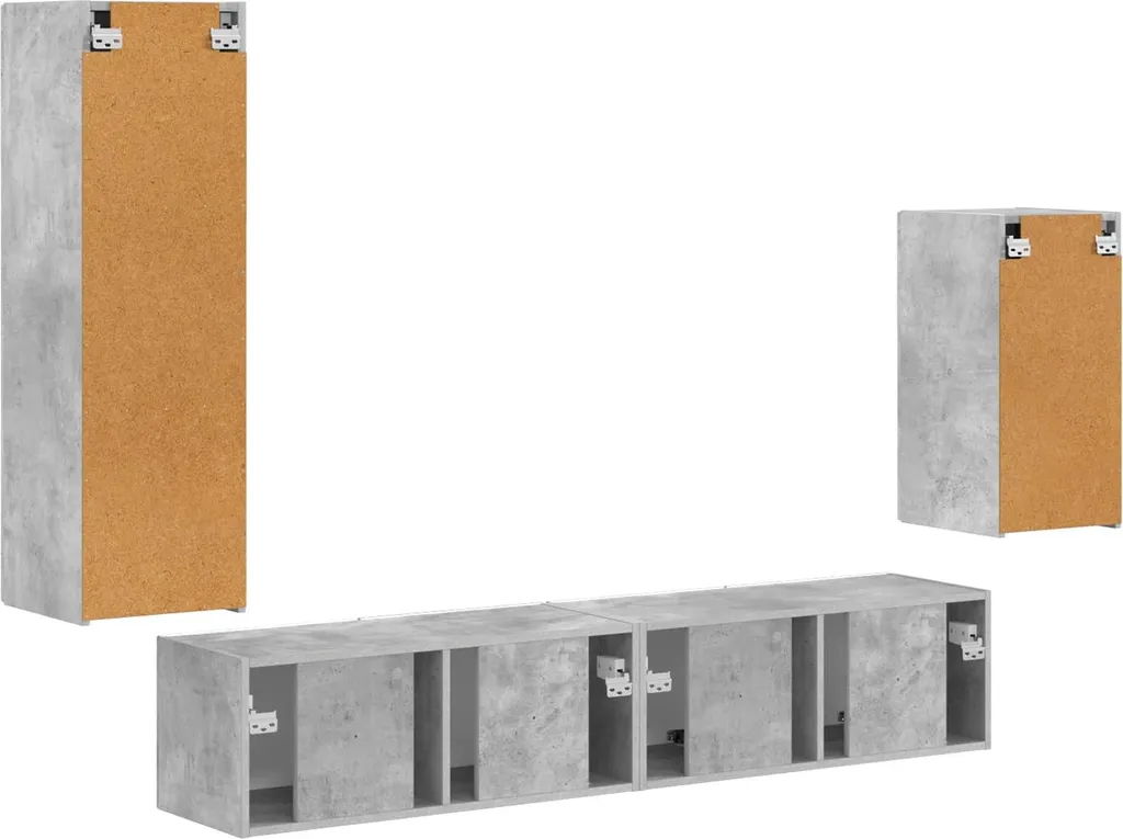 Unité murale TV gain de place gris béton pour grand écran LED - 9