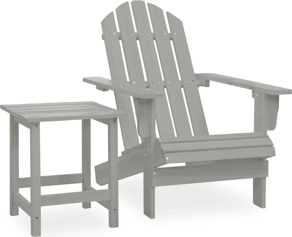 Poltrona Adirondack vidaXL Legno Grigio e Tavolino: Relax Outdoor - 2