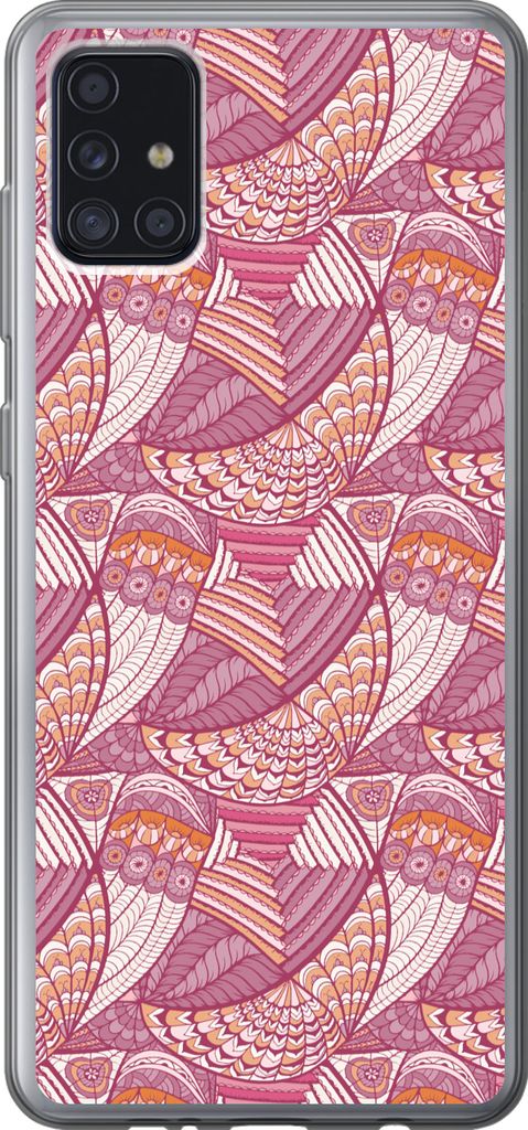 MuchoWow Handyhülle Schutzhülle Hülle für Telefoonhoesje Samsung Galaxy A52 5G Mädchen - Federn - Rosa - Muster - Mädchen - Kinder - Kinder...