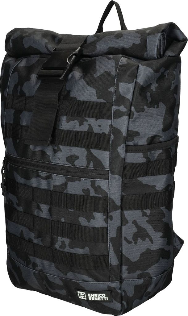 Großer Herren Damen Rucksack Kurierrucksack Laptop Tablet Fach Schule Uni Arbeit Camouflage Schwarz