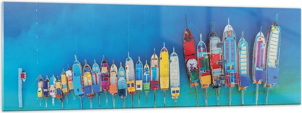 Bilder auf glas - Einteilig - Schiffe Strand Perspektive - 160x50cm - Glasbilder - Wandbilder - Bilder - Wanddekoration aus Glas - Glas Bilder - Wa...