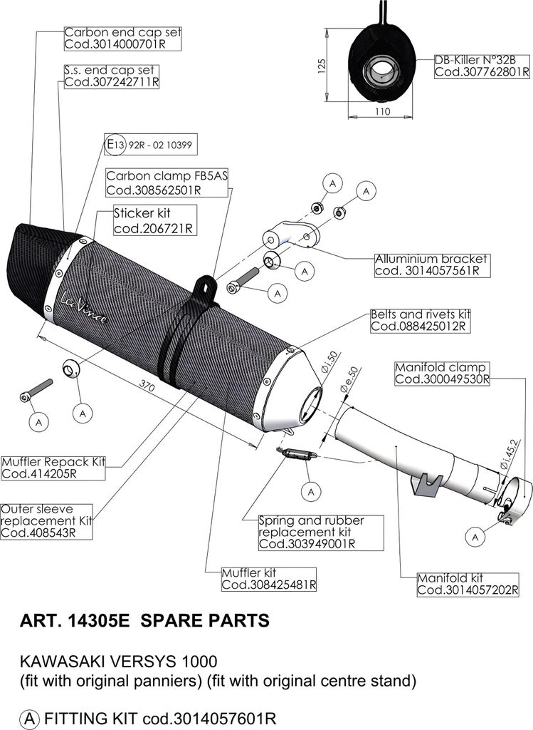 Endschalldämpfer LeoVince Auspuff-Ersatzteil 0230 / 1039, Ø 50mm