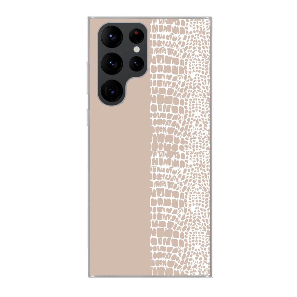 MuchoWow Handyhülle Schutzhülle Hülle für Samsung Galaxy S22 Ultra Schlange - Design - Rosa Silikon Softcase Handy Hülle - Abbildung