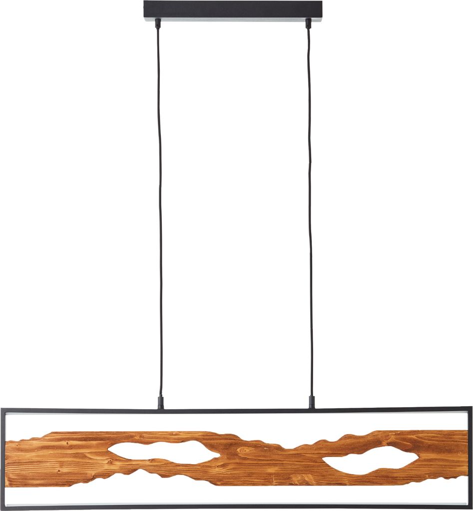 Brilliant LED Pendelleuchte 100cm Schwarz/Holz, Aluminium/Metall/Holz Pendelleuchte LED Holz, Deckenlampe LED Pendelleuchte Holz Pendelleuchte Esst...