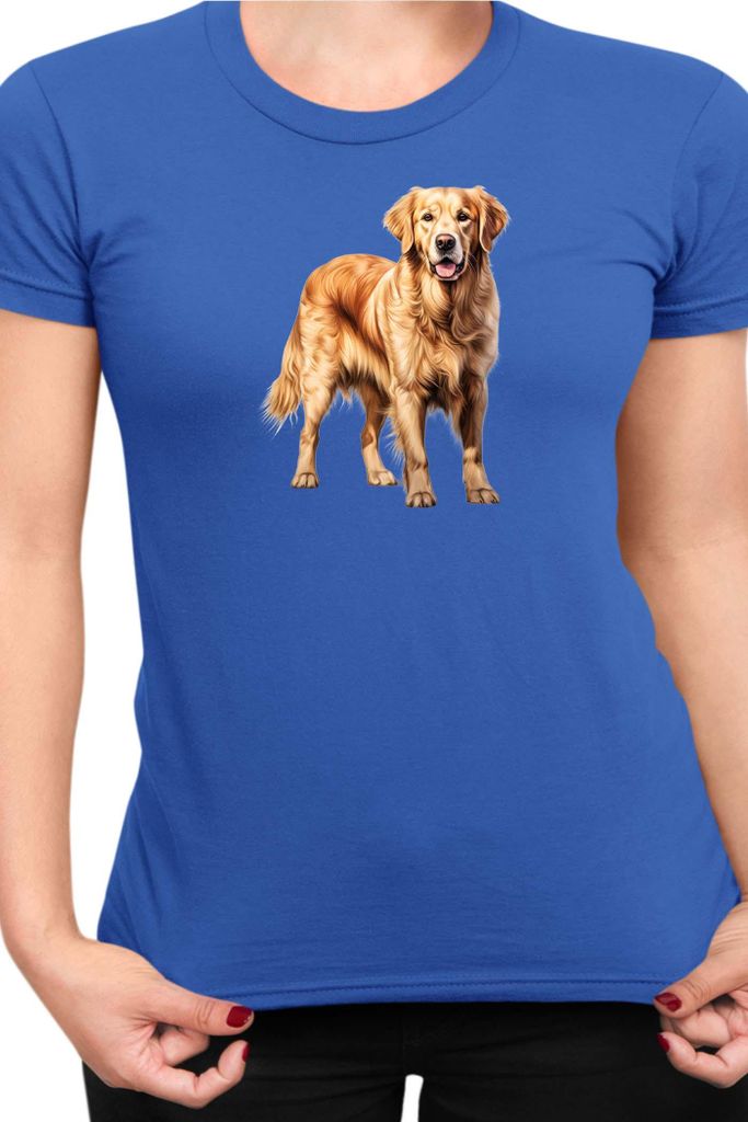Damen T-Shirt Dogs Breeds Golden Retriever Dog Breed 007, Lady XS / Blau