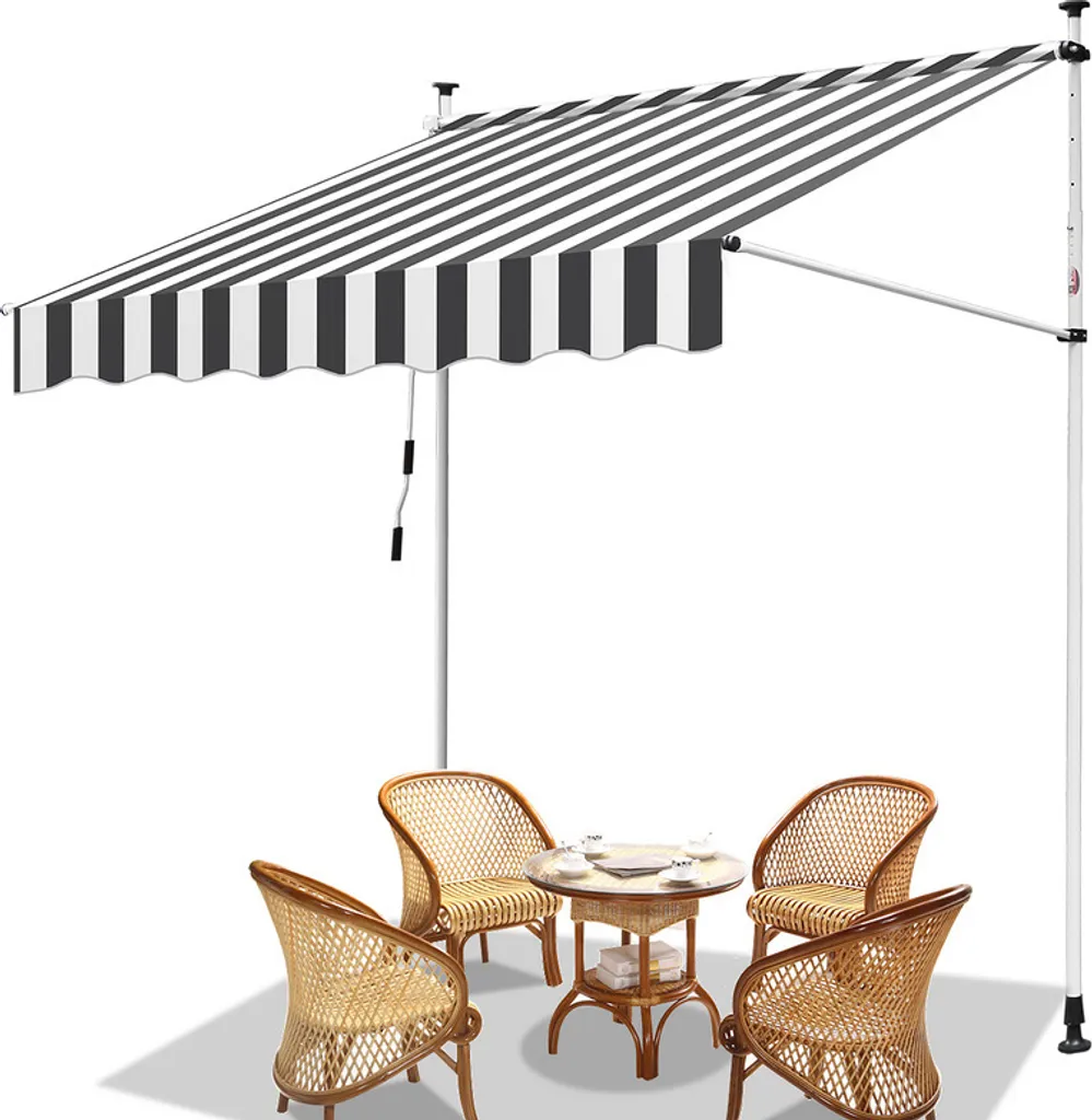 Tenda da Sole Telescopica Jayseuw 150x120 cm Grigio Bianco Outdoor