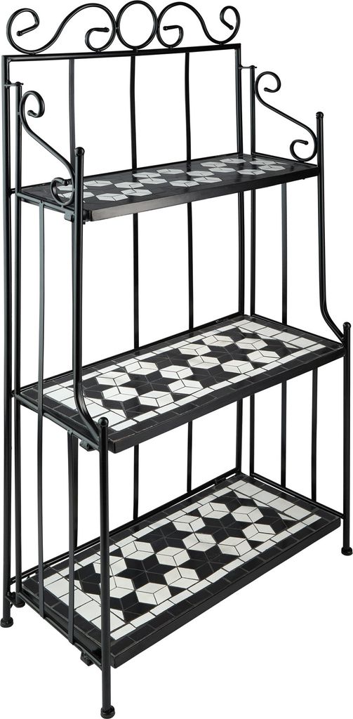 Etagère pour plantes mosaïque 3 niveaux - noir/blanc Image du produit 