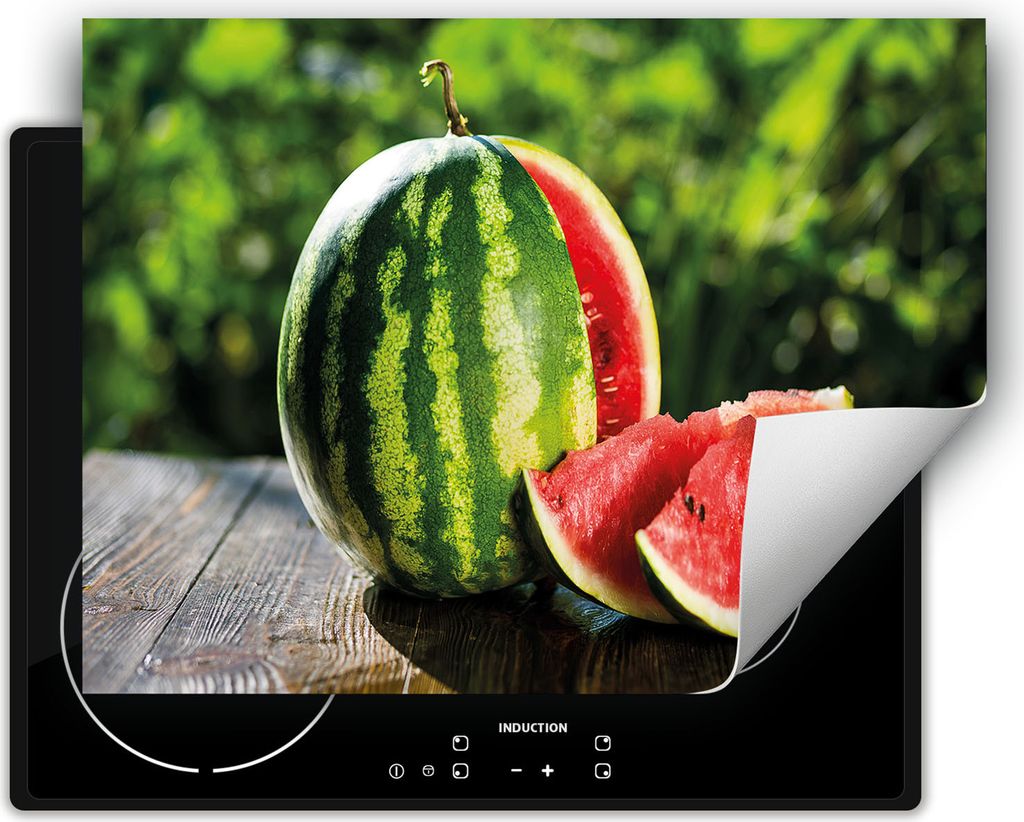 DarHaus Herdabdeckplatte 80x52 cm Anti Rutsch Matte Aufrollbar, grün - Wassermelone