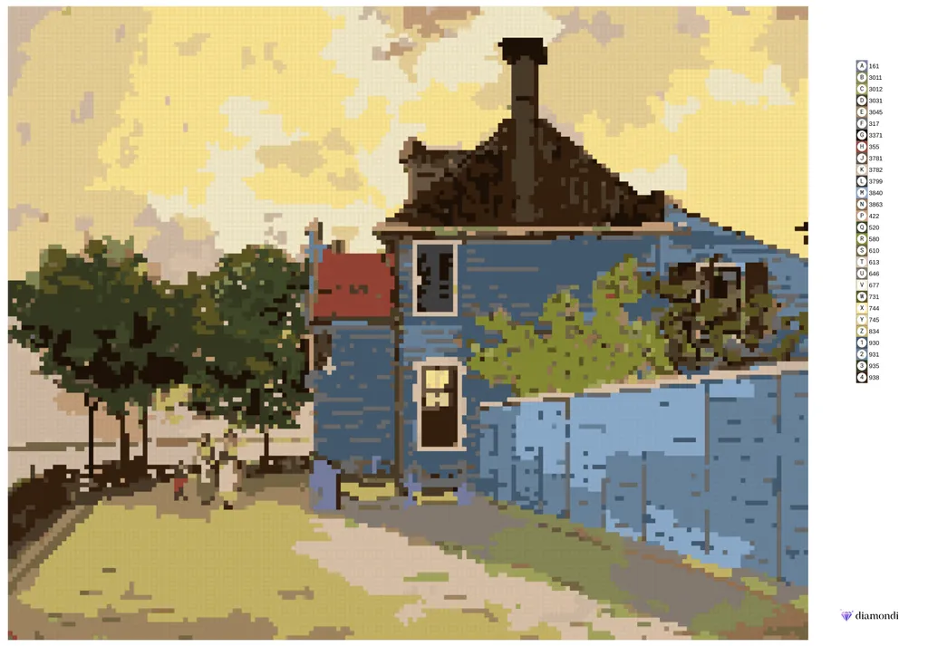 Zuty Pittura Diamante Casa Blu a Zaandam 40x50 Monet su Telaio Vero - 5