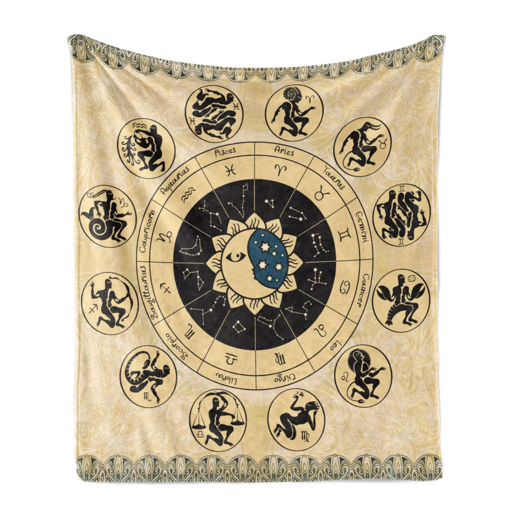 ABAKUHAUS Coperta Flanella Zodiaco 125x175 - Lavabile e Resistente