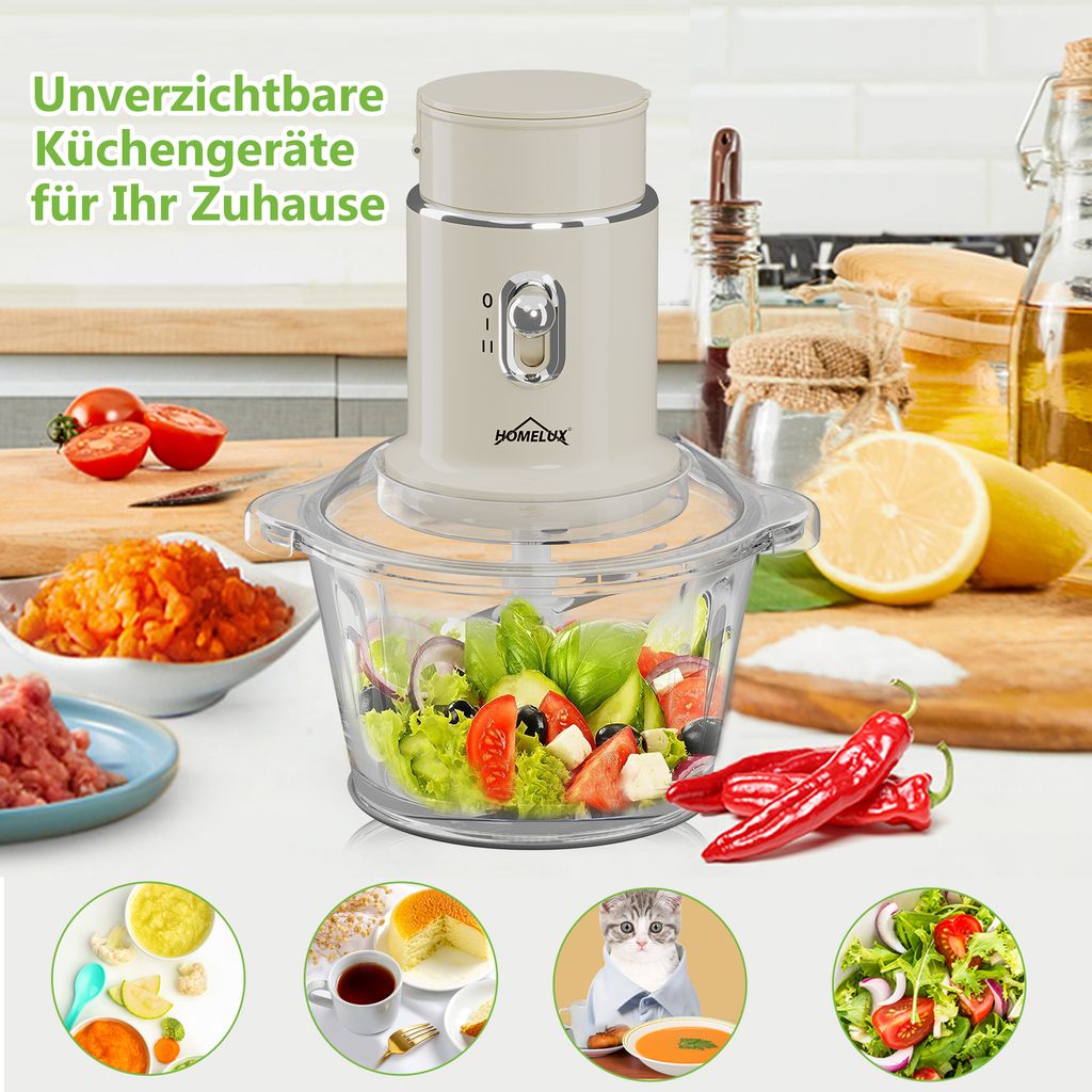Lebensmittelverarbeitungsmaschine mit Fleischwolf und Gemüsehacker
