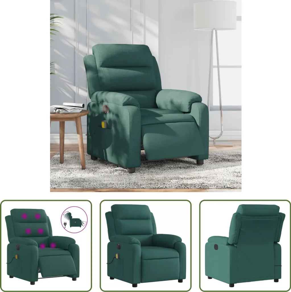 Fauteuil relaxant électrique pour massage du dos en tissu vert foncé