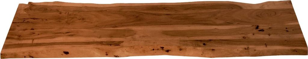 Holzplatte 200x40 cm Louisa, Tischplatte aus Akazienholz massiv + nussbaumfarben, Baumkanten-Platte für Heimwerker, geeignet für Arbeitsplatten, ...