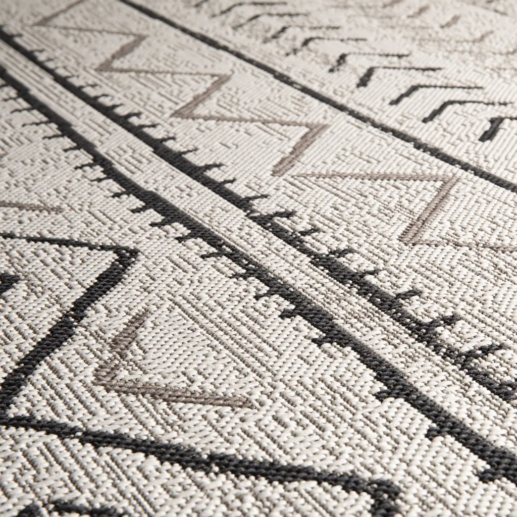 Tapis Aztec robuste design moderne gris 200x290 cm haute résistance