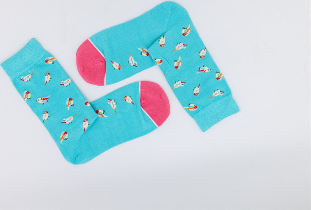 MEGAGROUP 1 Paar Casual Socken Stricksocken Vogel Bambusfaser blau Größe 35-39