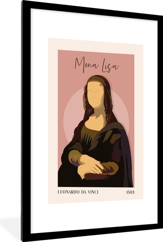 MuchoWow Gerahmtes Poster Leonardo da Vinci - Alte Meister - Rosa - Pfirsich 60x90 cm - Poster mit Schwarzem Bilderrahmen Wandposter Rahmen Foto ...