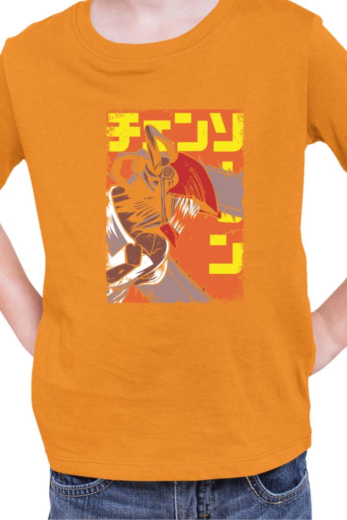 Kinder T-Shirt Manga Japan Anime Comics Animation Chainsaw Anime manga Man 11, 5-6 Jahr - 116 / Orange