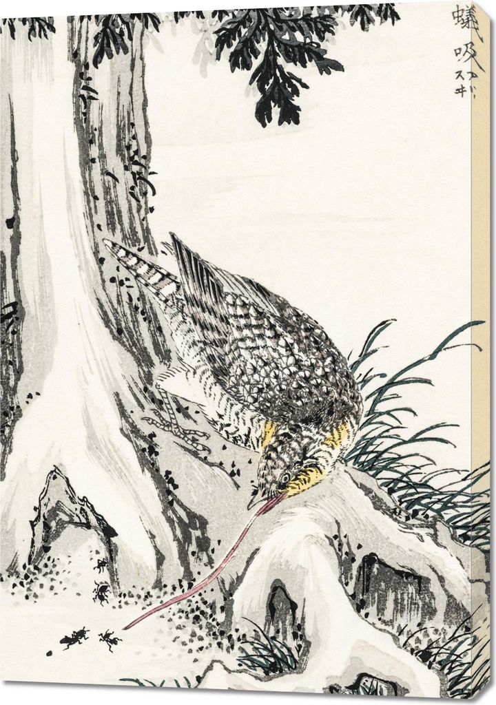 Bild 70x100cm Kohlmeise 2, Japanischer Kashu Vintage für das Wohnzimmer