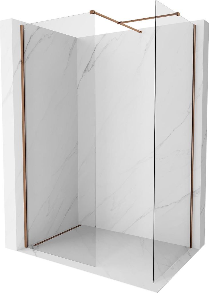 Mexen Kioto-X Duschwand Walk-in 150 x 110 cm, transparent 10 mm, Roségold - 800-150-202-60-00-110-X