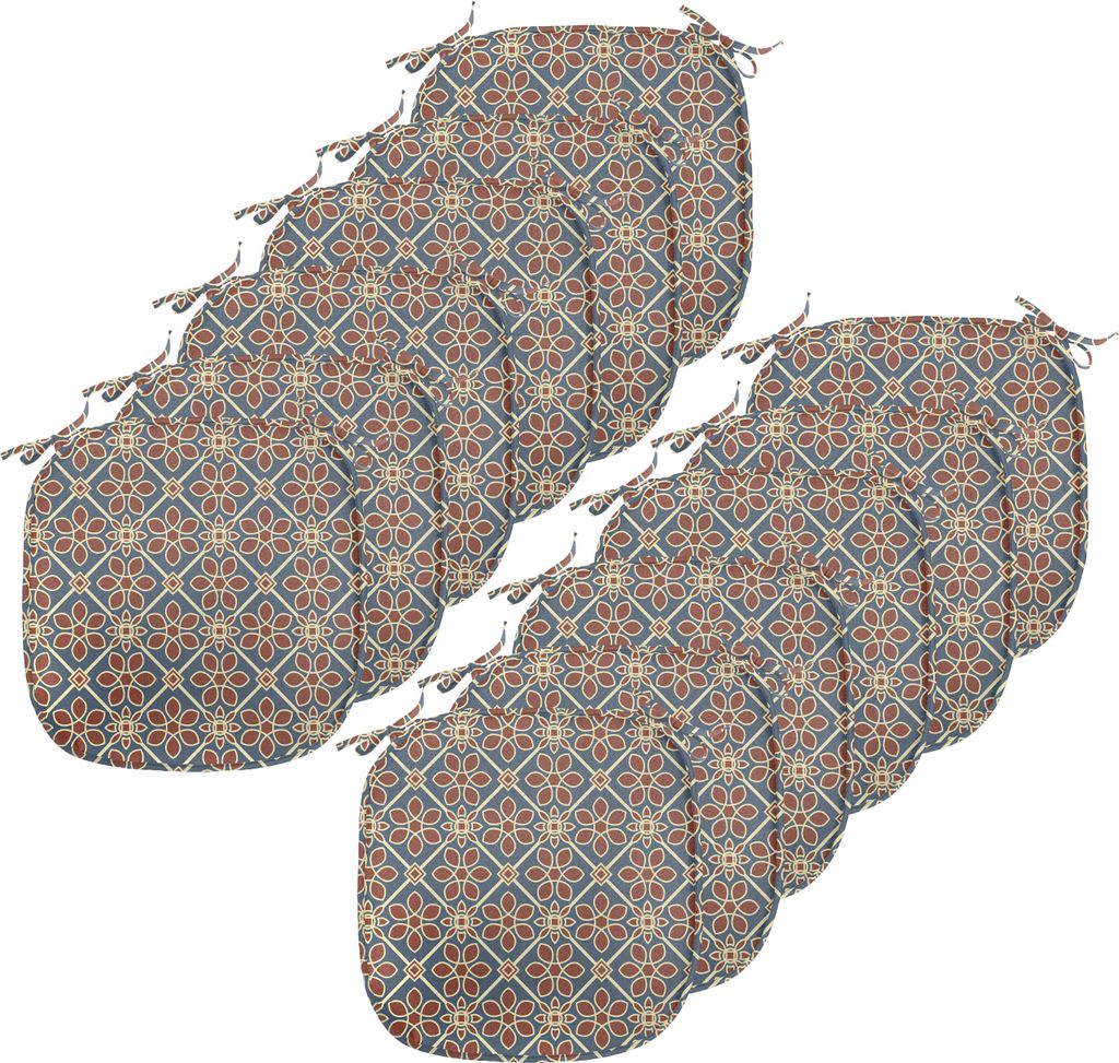 ABAKUHAUS orientalisch Polster für Esszimmerstühle, Flora Themed Squares, Dekoratives wasserfestes Kissen mit Riemen für Küchensitze, 40 cm x 4...