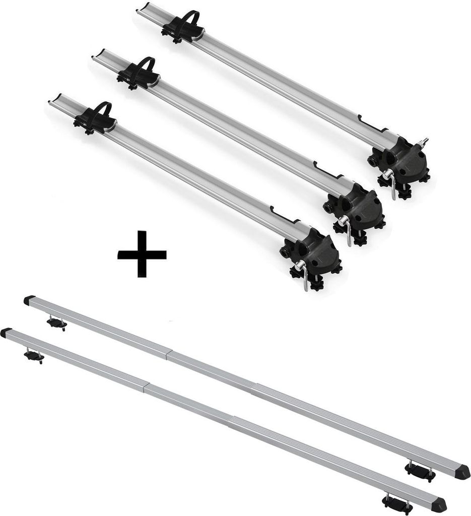 3x Fahrradträger Bike Pro + Dachträger RAPID kompatibel mit für Mercedes E Kombi (S209) (5Türer) 94-95