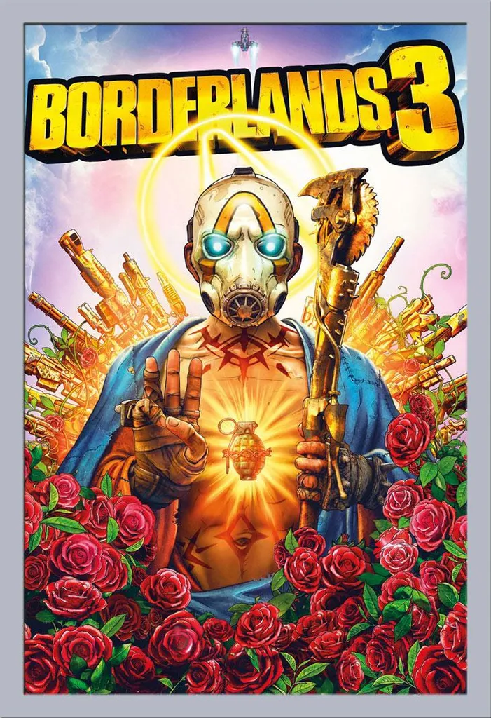 Cornice Shinsuke MDF Argento + Poster Borderlands 3 con Disco Acrilico