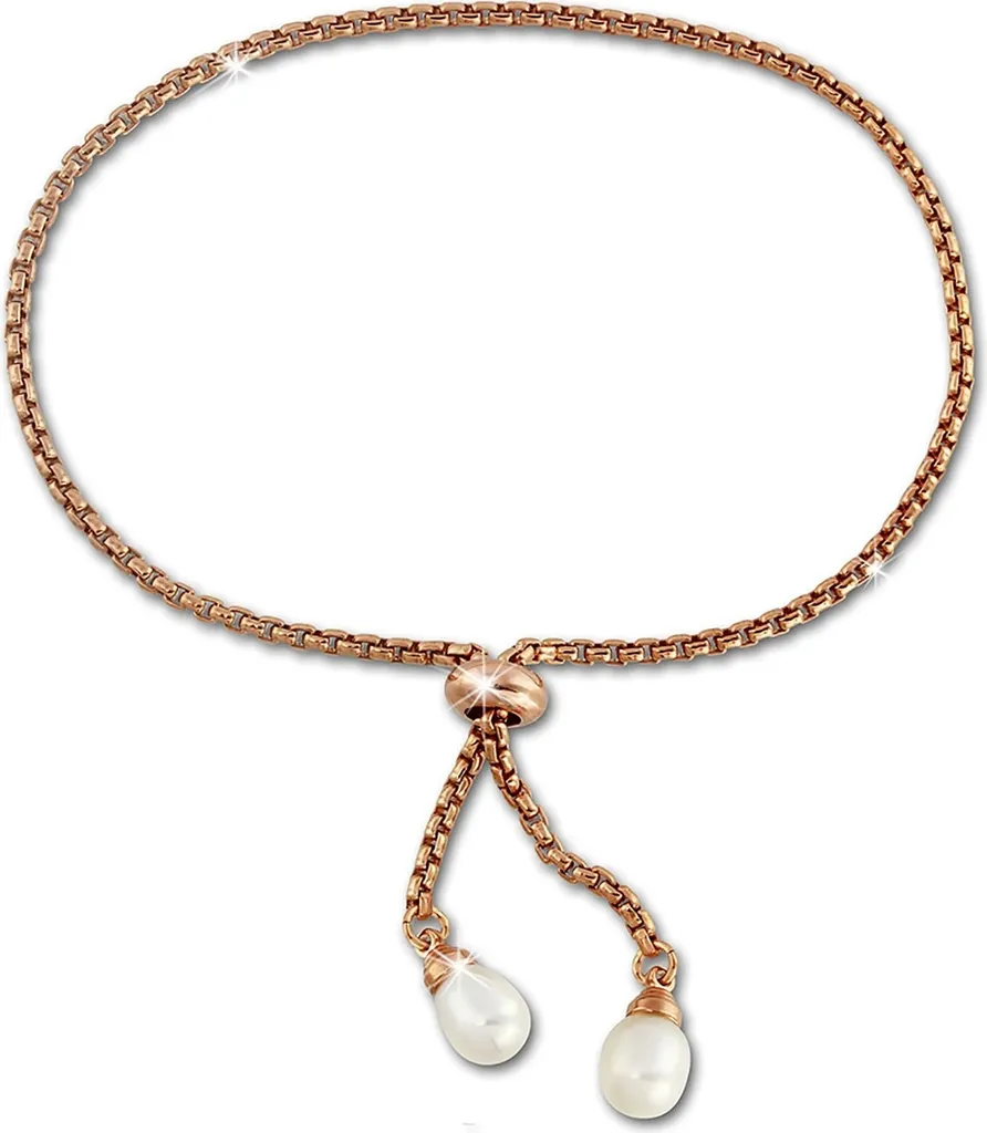 Bracelet perle argent 925 ajustable idéal pour cadeau femme 25cm rose