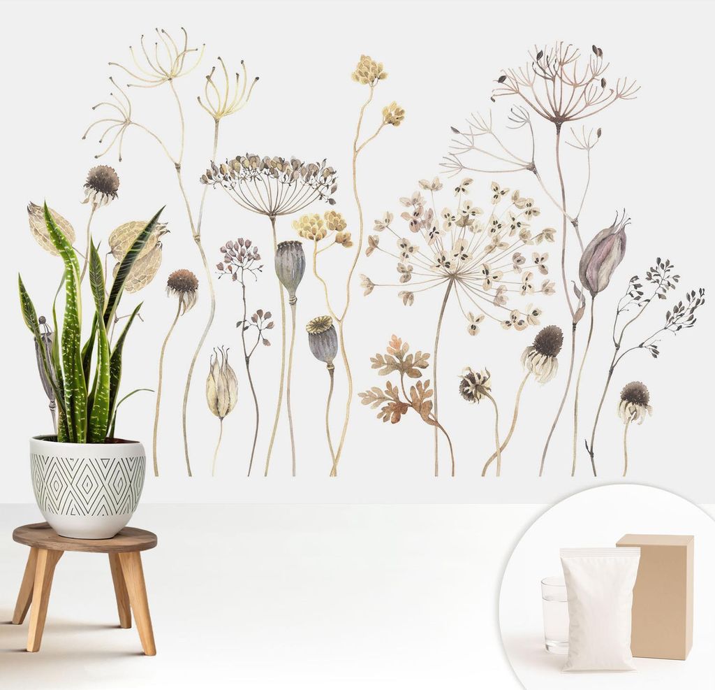 Fototapete - 208x146 cm - Tapete - Wandtapete - Wandbilder - Dekofolie - Tapete Folie - Wand - Dekoration - Wohnzimmer - Wildblumen